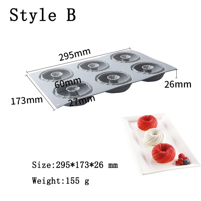 Meibum Spiral Donut French Dessert Silicone Cake Mold Homemade Party Chocolate Mousse Pastry Mould Decorating Tray Baking Tools