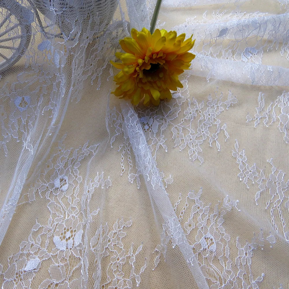 New Luxury Lace Embroidery Seersucker Fabric Exquisite Black Embroidery Polyester/Nylon Nonwoven Lightweight Sustainable Dress