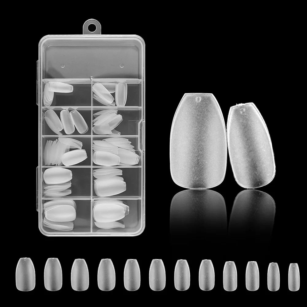 120PCS Acrylic Short False Tips Nail Transparent Frosted Square Oval Almond Ballet Wearable Matte High Toughness Manicure Tip