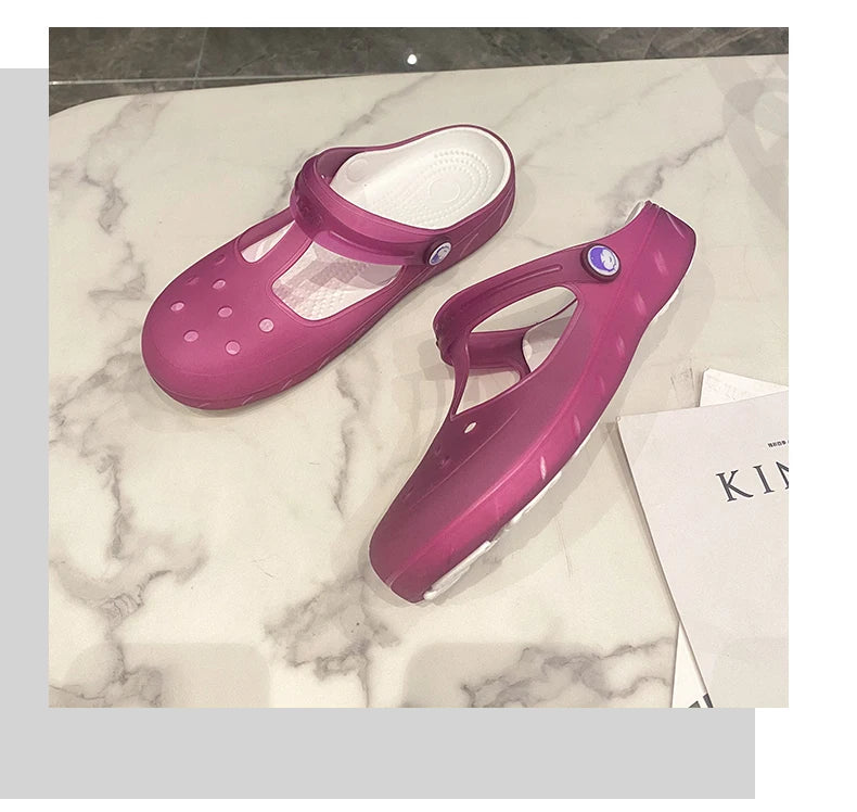 New Summer Jelly Sandals Women Outdoor Casual Slip On Garden Beach Shoes Female Rubber Clogs Non-slip Slides Breathable Slippers