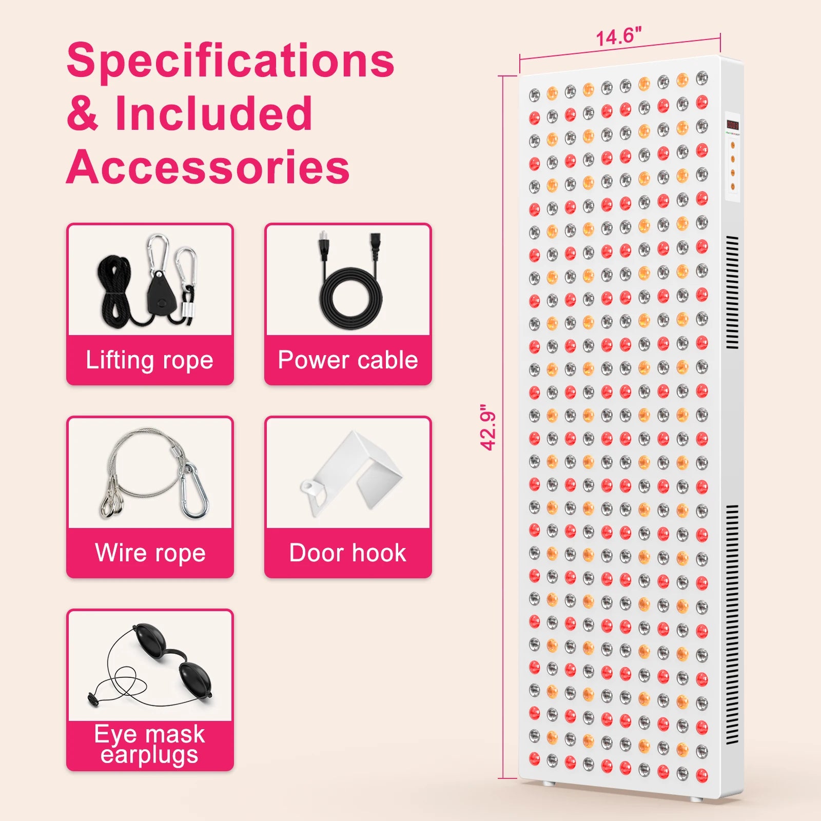 Bonliter 1500W Led Near Infrared Red Light Therapy 630/660/810/830/850nm Red Light Therapy Panel for Full Body Pain Relief