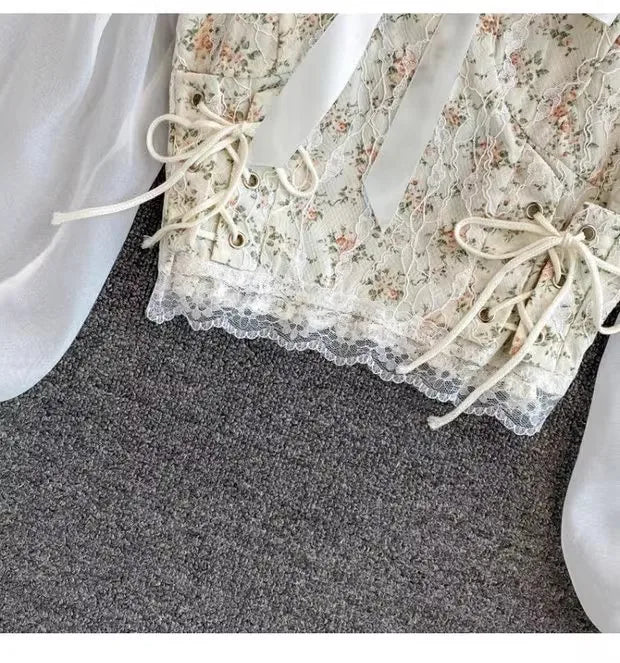 2023 Hot Sale Women Summer Floral Square Collar Vest Tank Tops Lace High Waist Slim Pullover Sexy Top