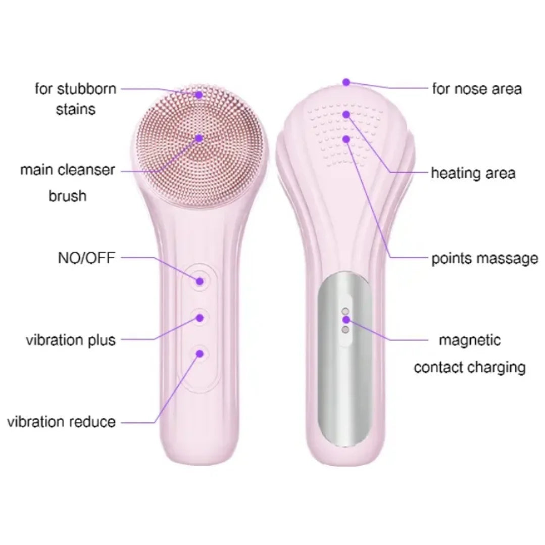 Electric Silicone Facial Cleansing Scrubber Face Skin Deep Cleaning Brush