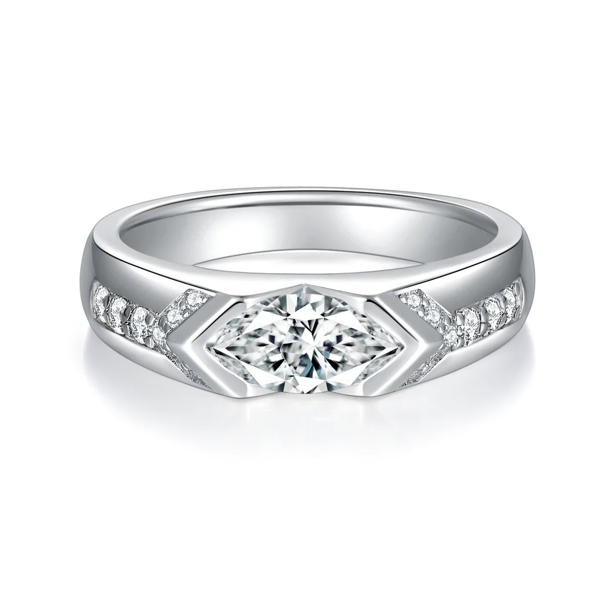 Ruizuan Jewellery Making Supplies 1ct 925 Sterling Silver Moissanite Rings Bezel Setting Round Trendy Men