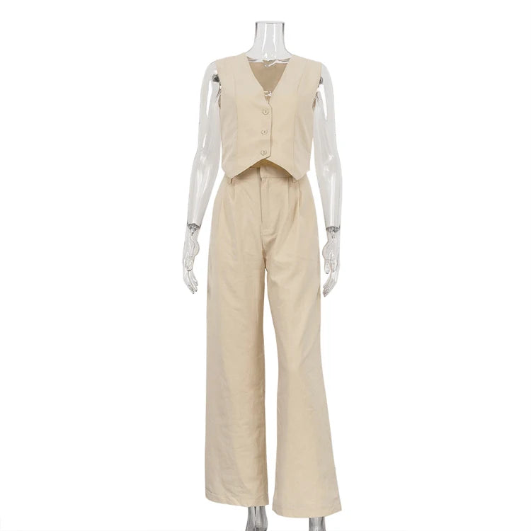 Wholesale Supplier OEM Manufacturer Hot Sale Vest And Pants Co Ord Cotton Women's Sets Summer Two Piece Set Women Clothing