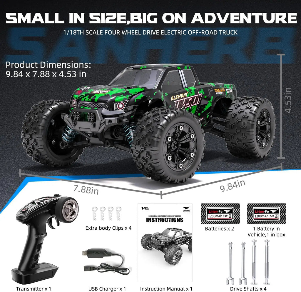 Sanherb 1 18 Scale All Terrain RC Cars 40 KPH High Speed 4WD Electric Vehicle 4-Channel Ready-to-Go Ages 0-3 Waterproof Indoor