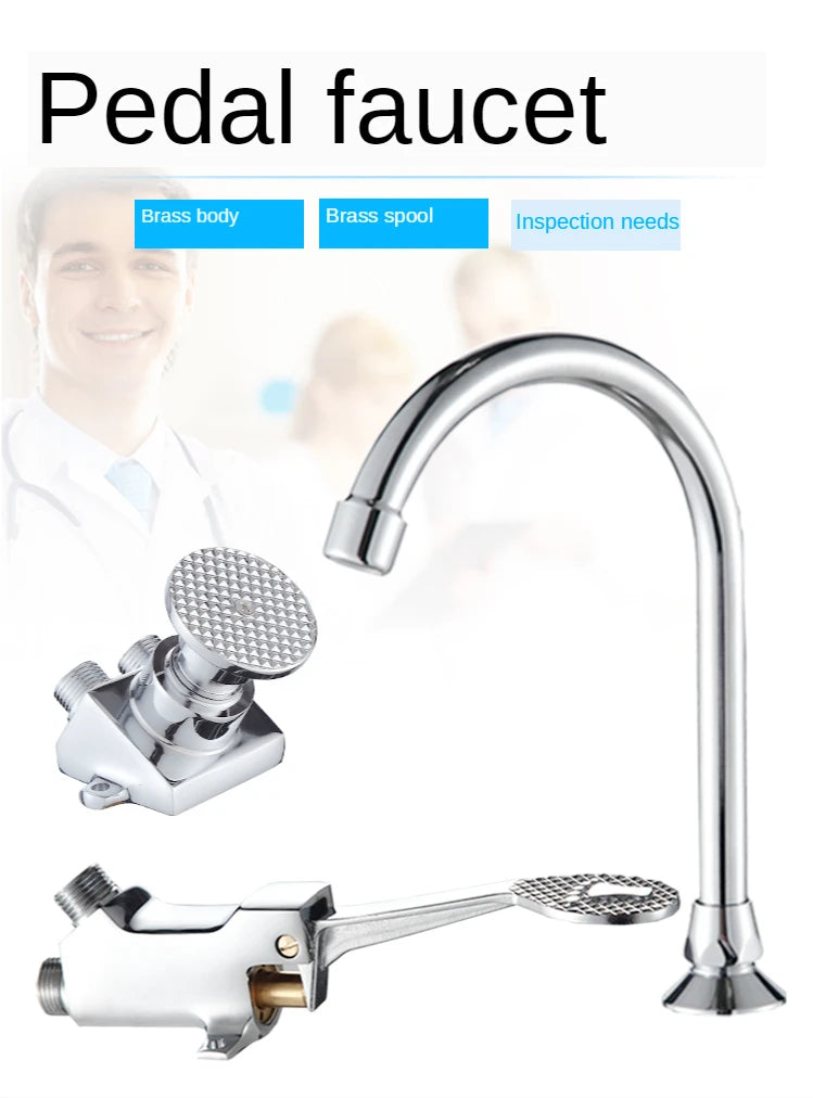 Foot-operated Faucet Brass Hospital Laboratory Food Factory Basin Foot Valve Single Cold Foot Faucet  Kichen  Water Faucet