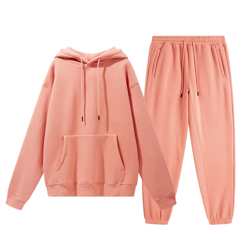 Wholesale Organic Cotton Sweatpants and Hoodie Set Custom Sweat Suits Casual Unisex Tracksuit