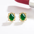 DIWENFU 10K Gold Emerald Jewelry Earrings for Women Cushion Bohemia Aretes De Mujer Bizuteria Green Topaz Stud Earrings Girls