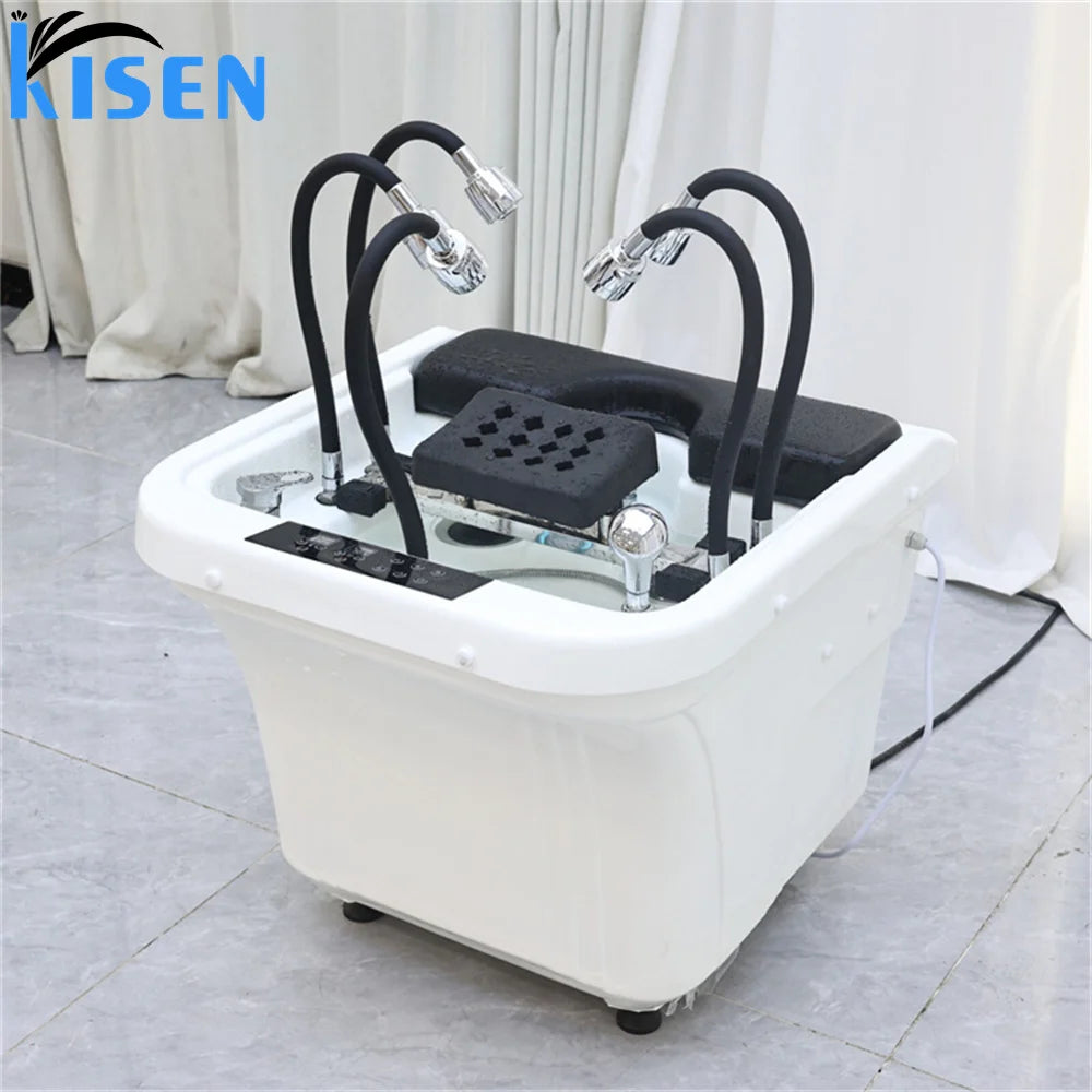 Popular Portable No Plumbing 60L Water Tank Shampoo Basin Sink Waterfall Water Circulation Spa Salon Furniture Washing Hair Bowl