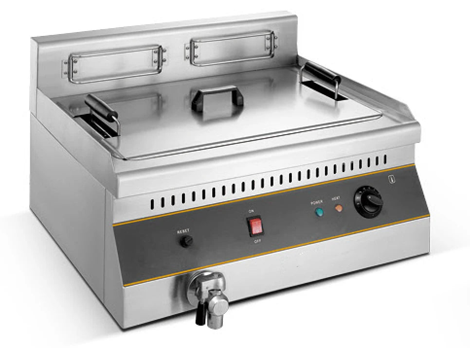 Double Basket Electric 220V Stainless Steel Deep Fat Fryer 6L-20L Capacity for Fast Food Restaurants Food Shops and Hotels