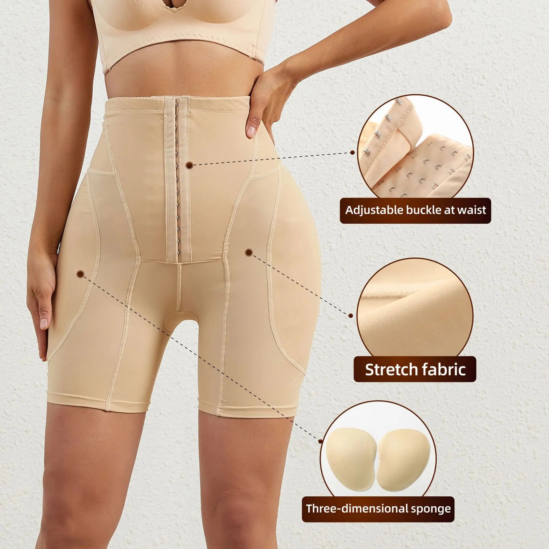 Plus Size Padded Buttocks Shaper Tummy Control Shapewear Thigh Slim Women Butt Lifter Seamless Shapers