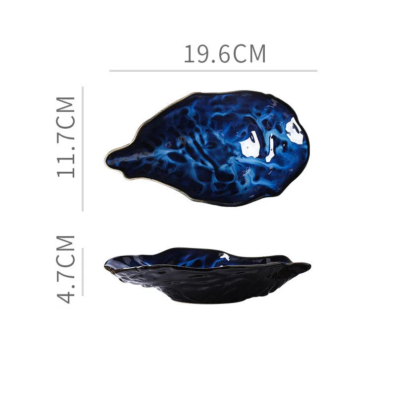 Japanese-style Kiln-change Ceramic Light Luxury Flavor Dish Stylish Oyster-shaped Dessert Saucer Shallow Dish Sauce Soy Sauce
