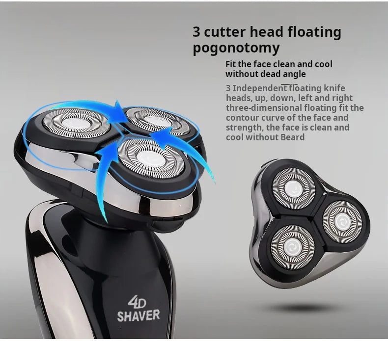 MENGLI RQ9001 Men's 4D Multifunctional Rotary Electric Shaver USB Rechargeable Triple Blade Waterproof IPX5 Face Shaving