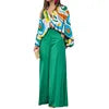 Women's Spring Pants Set Casual Two Piece Set Loose Long Sleeve Shirt High Waist Wide-leg Pants Fashion Pants Suits