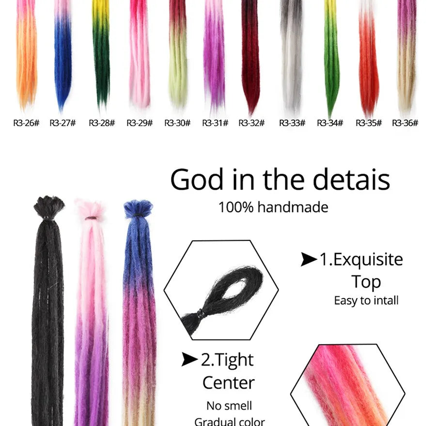 20"36Inch 5Strands Handmade Dreadlocks Extensions Ombre Synthetic Dreads Dreadlocks Twist Braiding Hair Reggae Dreads Braids 