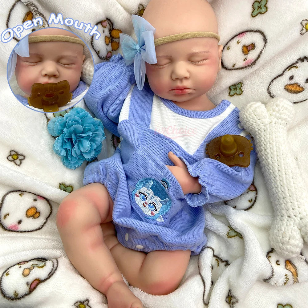 Lifelike Real Touch Silicone Reborn Dolls 20" Open Mouth LouLou Soft Full Body Newborn Realistic Details Gift for Baby Shower