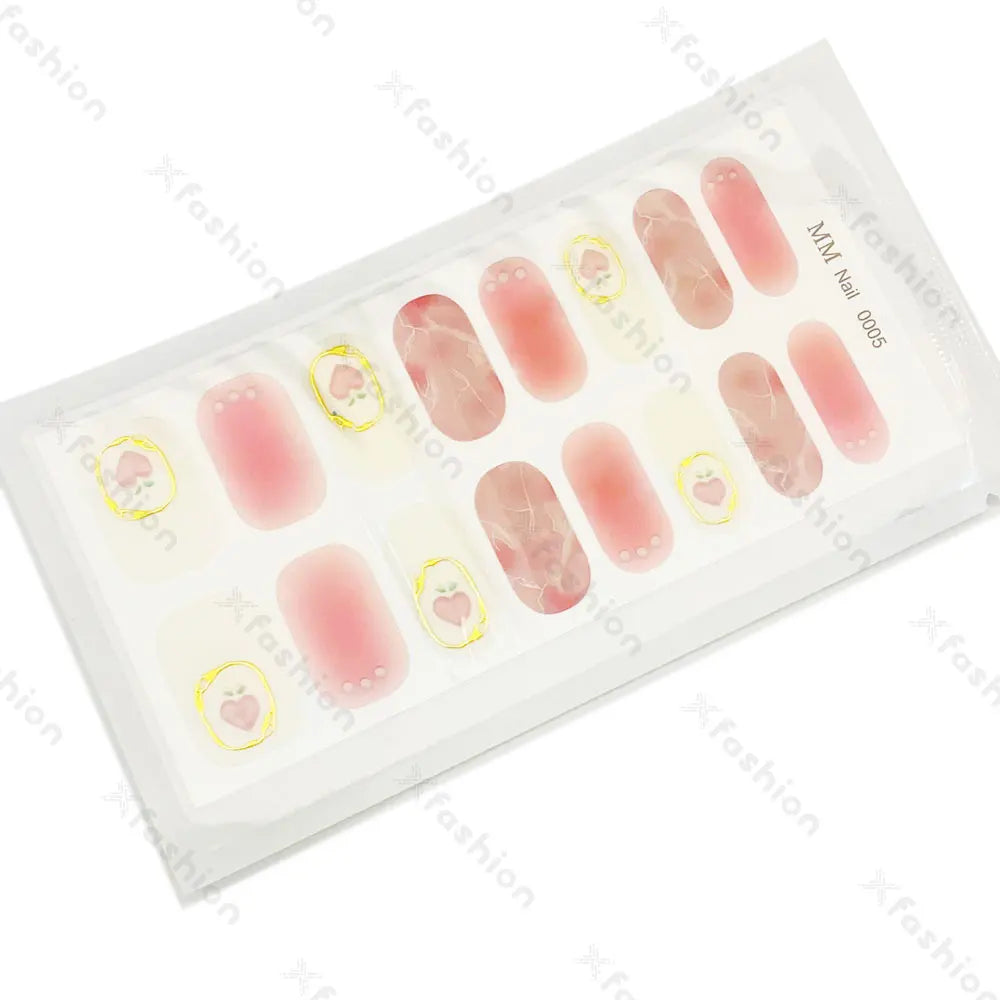 Hot Sale 16 Tips Solid Color Semi-Cured Gel Nail Stickers UV Light Durable Waterproof Long-Lasting Gel Nail Stickers Wholesale
