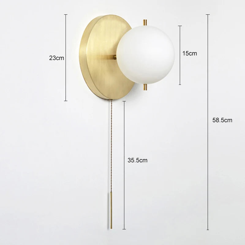 Wall Lamp With Switch Nordic ball wall lamp luxury TV postmodern minimalist glass creative hotel aisle corridor gold wall lamp