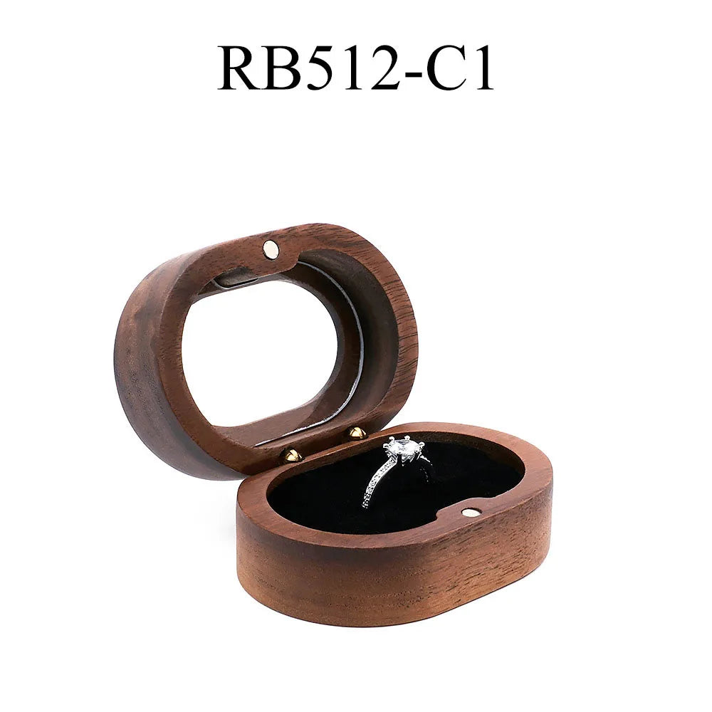 Luxury Customized Logo Engraved Your Name Natural Walnut Jewelry Storage for Rings Necklace Earrings Wooden Gift Box