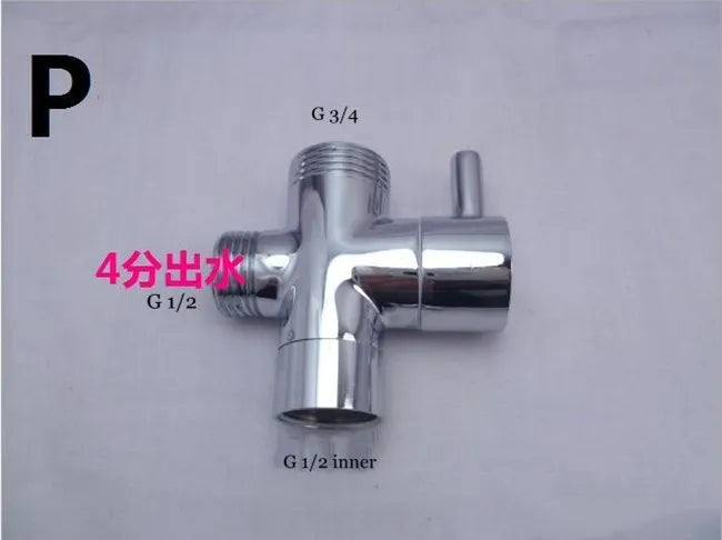 G1/2 Black Water Divider One-in-two-out Three-Way Shower Faucet Valve Adapter Hot Cold Water Switch