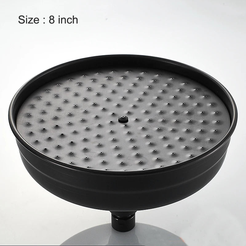 Rainfall Shower Head Round 8 -inch Rain Bathroom Shower Head Black Brass Handshower Head 1.5 M shower Hose Hand Shower Brasket
