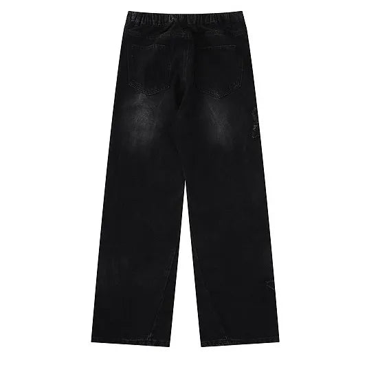Latest Design Custom Distressed Star Patch Baggy Fashion Designer Quality Jeans
