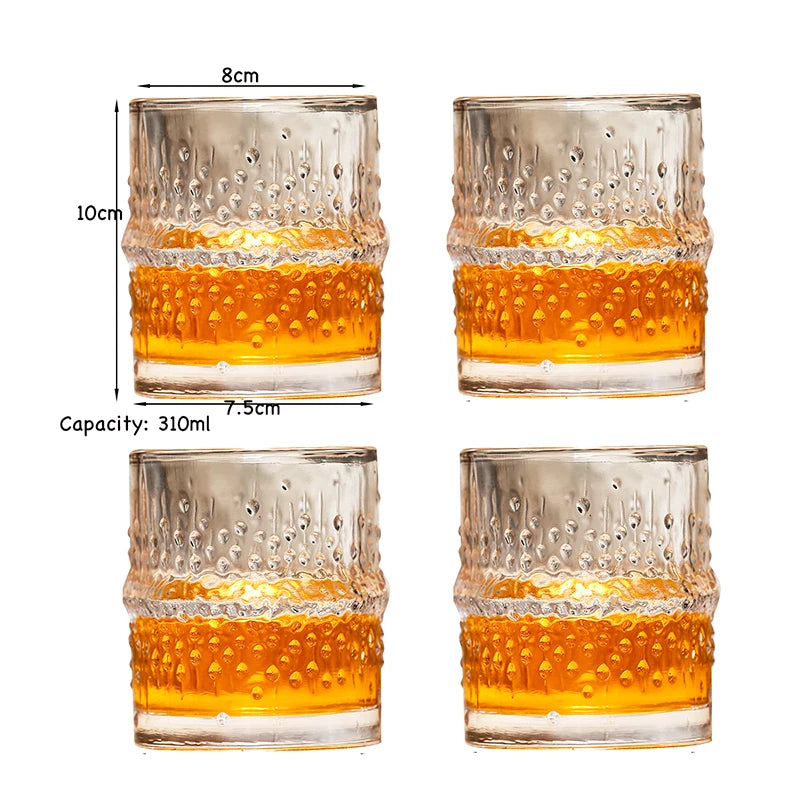 4PCS Fashion Whiskey Glasses, Scotch Whisky, Bourbon, Cocktails, RUM, Durable Whiskey Glasses