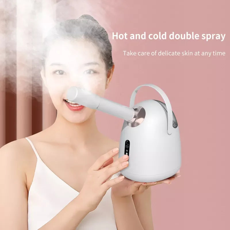 2024 Skin Moisturizing Device Beauty Facial SPA Hot and Cold Portable Facial Steamer Machine 2 in 1 Nano Ionic Steam