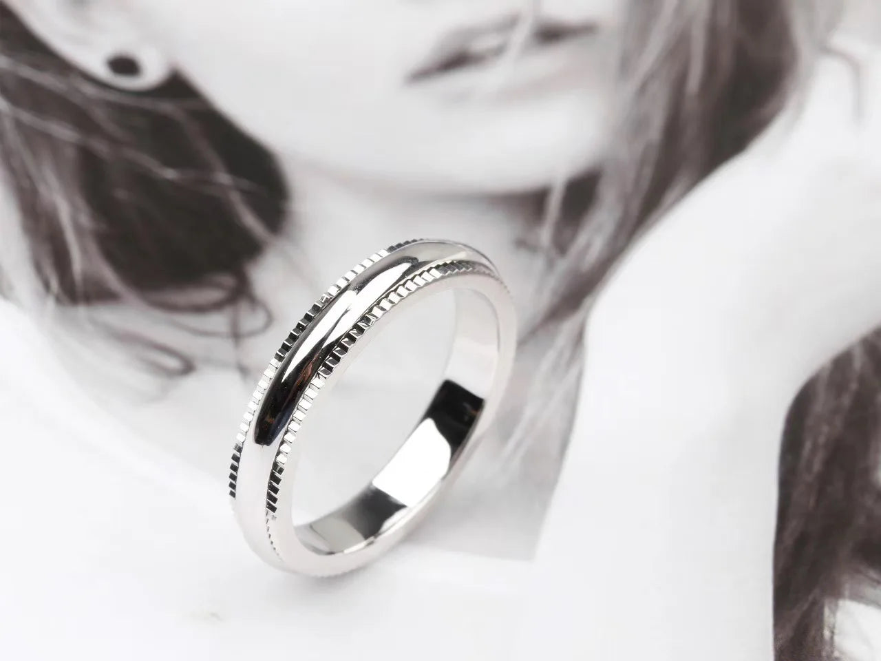 Jingzhanyi Jewelry Factory's Customizable K Gold Wedding Ring PT950 Bead-Shaped Platinum Male Ring Diamond Rings