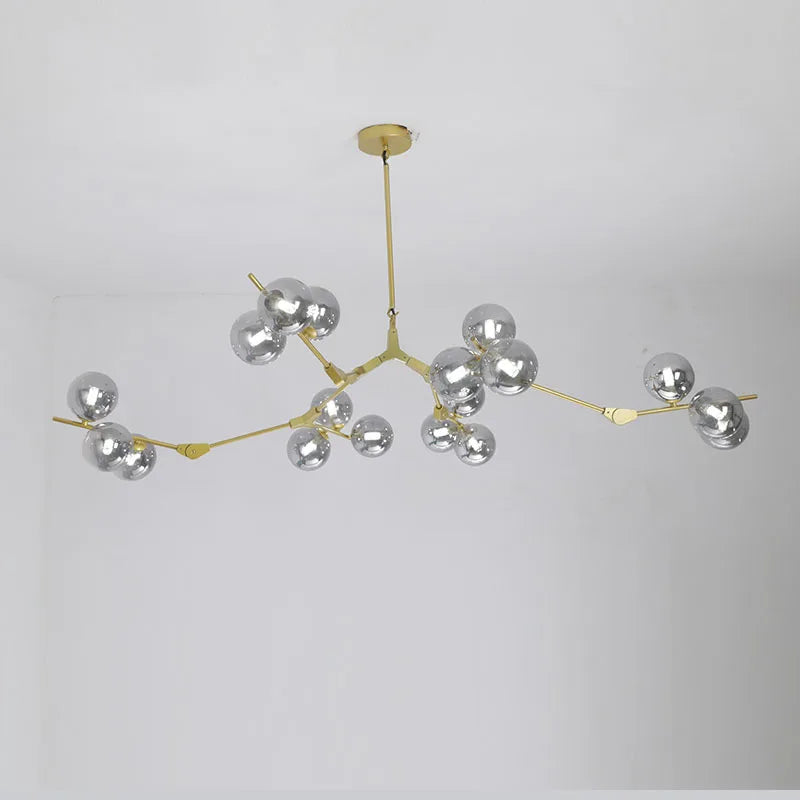 Light Luxury Nordic Minimalist Modern Adjustable Height LED Glass Chandelier for Living Room