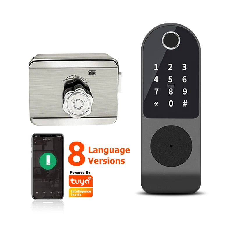 Tediton Waterproof Tuya APP Multi Languages Systrm Smart Digital Rim Door Lock for Gate Door