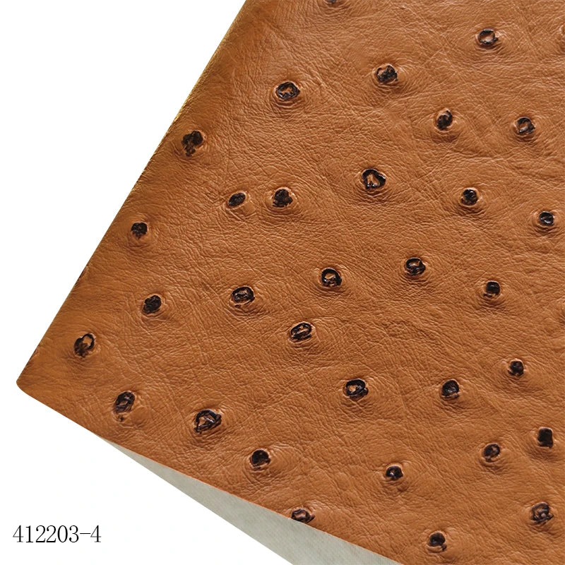 Super High Quality Ostrich Embossed Pvc Synthetic Vinyl  Leather Cotton Backing for Making Bag Decoration Craft Textile