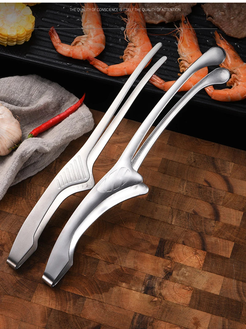 430 Stainless Steel Food Tongs Korean Barbecue Bbq Steak Clip Multi-purpose Food Clips Kitchen Gadgets Barbecue Accessories