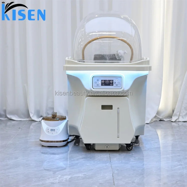 Kisen Fast Delivery Two Tanks Head Spa Bac Zen-flow Sauna Machine Hair Wash Salon Machine Pipeless Bowl with Water Heater