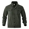 Spring and Autumn Casual Retro Multi Pocket Sports Men's Clothing Lapel Top Single-breasted Solid Color Slim-fit Jacket