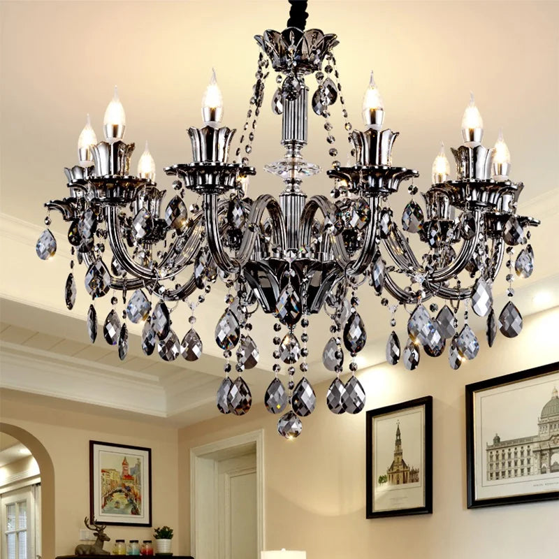 Modern Candle Crystal Lamp Living Room Large Crystal Chandelier Lighting Modern Atmosphere Restaurant Bedroom Hanging Lamps