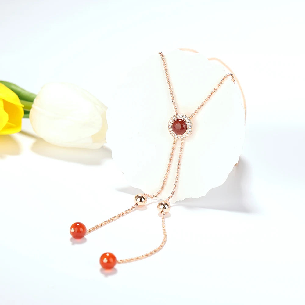 Manufacturer Adjustable Red Agate Long Tassel Sweater Chain Earrings Women's Classic Exquisite Jewelry