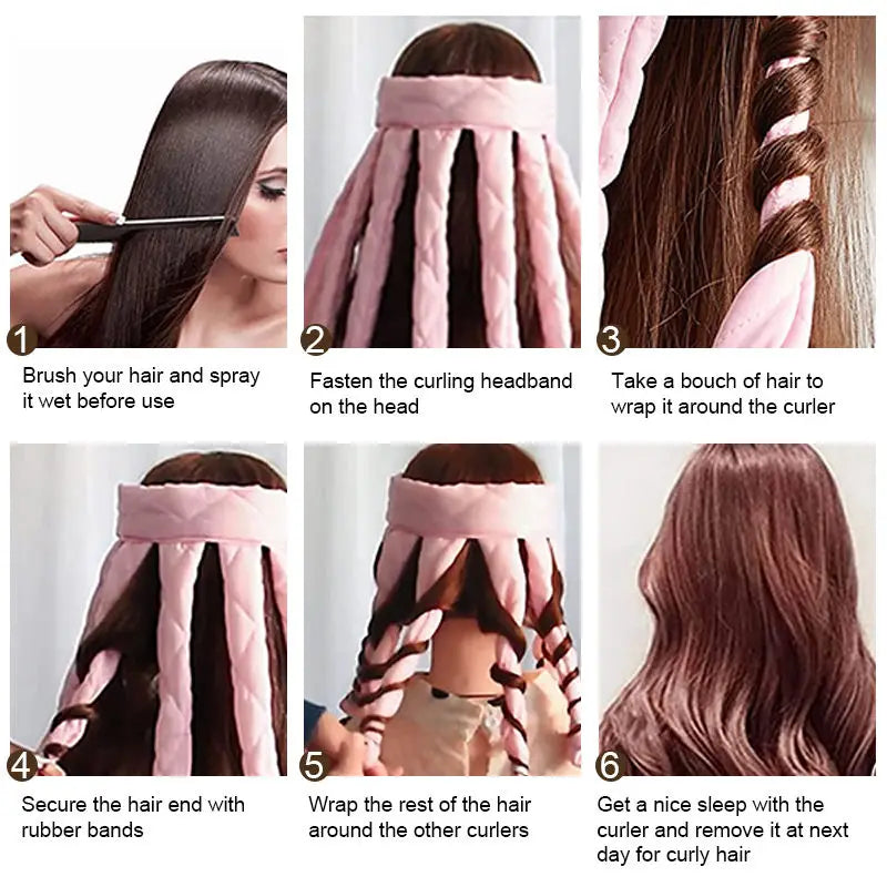 SENKA Heatless Curling Rod Headband Portable No Heat Hair Curler Headband Silk Heatless Hair Curler