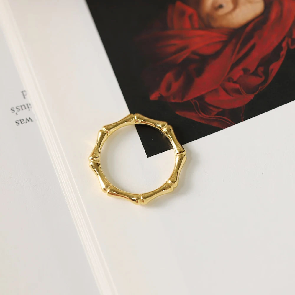 Fashion Jewelry 18k 316L Stainless Steel Bamboo Joint Knuckle Stress Relief Anxiety Rings