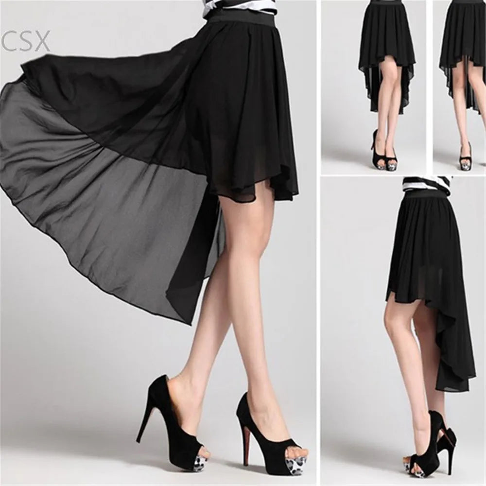 MwOiiOwM New Excellent Maxi Skirt Fashion Long Bohemian Princess Pleated Asymmetrical Women Skirt Classic Chiffon Skirt 35