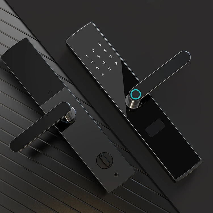 TTlock APP Tuya Ble Wifi Material Smart Lock Door Card Key Apartment Intelligent Good Quality Aluminium Alloy Black Door Lock