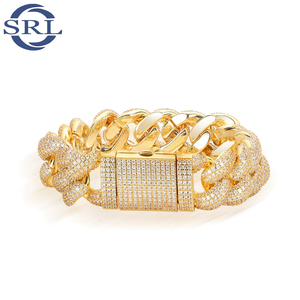 Wholesale Versatile Men's Fashion Charm Bracelet Hip-Hop Full Diamond Cuban Chain Thick Iced Out Zircon Bracelet