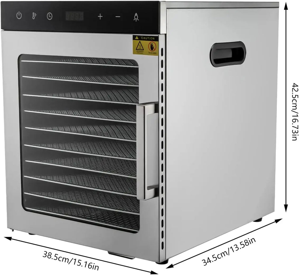 10 Plate Stainless Steel Food Dehydrator Machine for Commercial Use 800W Drying Tobacco Herbs Spices Fruit Electronic Components