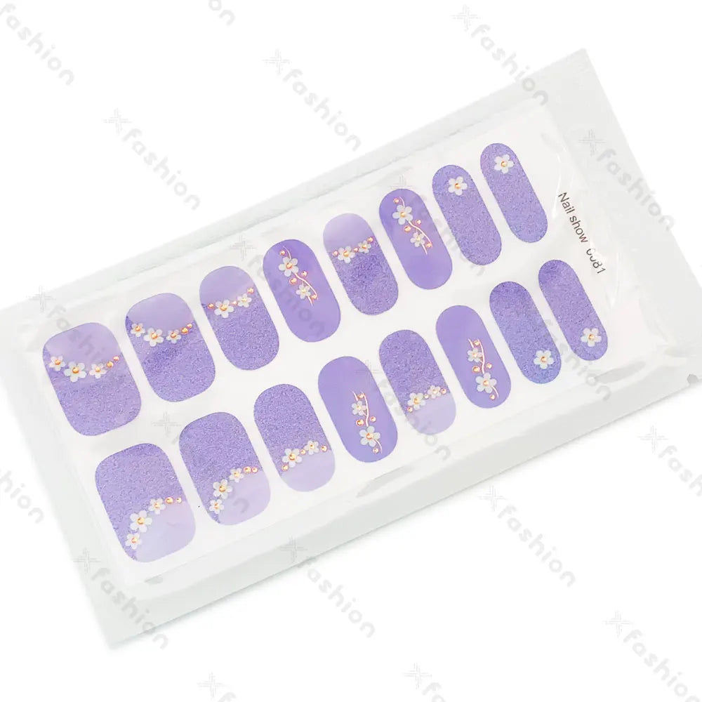 Hot Sale 16 Tips Solid Color Semi-Cured Gel Nail Stickers UV Light Durable Waterproof Long-Lasting Gel Nail Stickers Wholesale