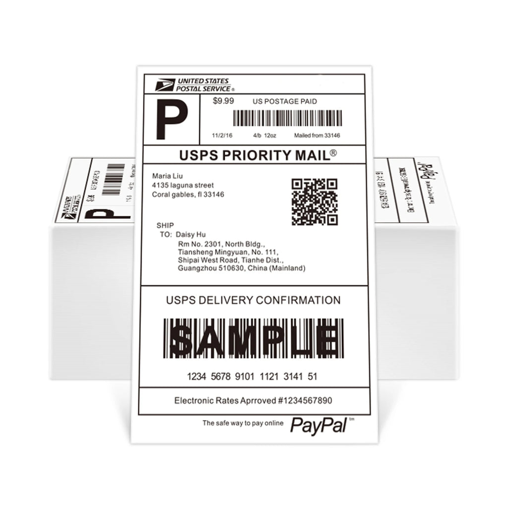 Thermal Shipping Labels Roll Shipping Package Thermal Printer All-Purpose Label Paper Sticker Self-adhesive for Express