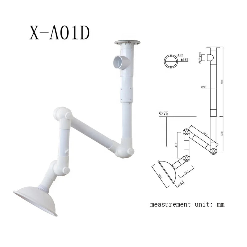 Anti-Acid Plastic Laboratory Fume Exhaust Arm Hood with Winding Design Modern Extraction System for Commercial Use