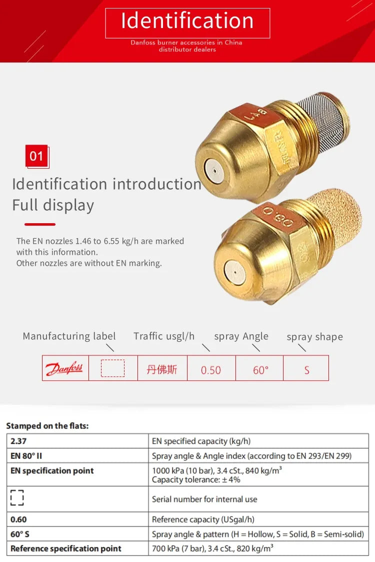 For Brass 6.50GPH 60B 030B1129 Multi-fuel Atomizing Nozzles | Methanol/Diesel/Vegetable Oil Universal Burner Nozzles 0.1kg