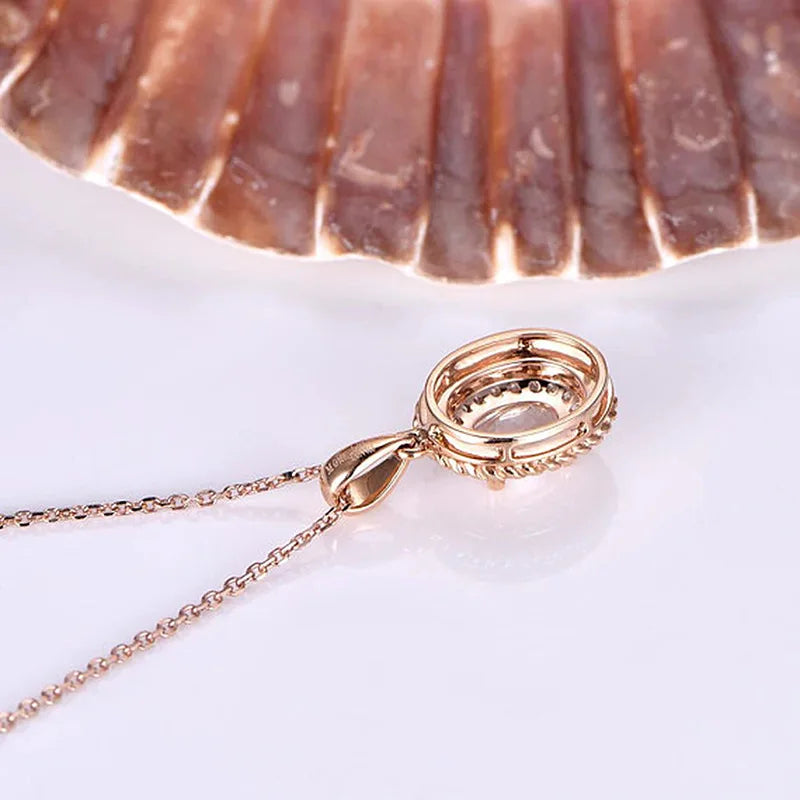 Elegant Flower Teardrop Pendant Necklace for Women Copper Link Chain Fashion Jewelry Gift for Birthday Party
