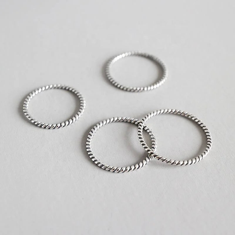 3pcs Fine Rings 925 Sterling Silver 1.2mm Stacking Midi Thin Rings Thumb Pinky Stack Knuckle Rings for Women Band Ring Gift 7.75